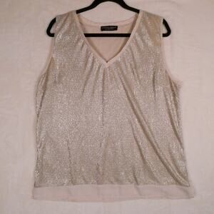 Dorothy Perkins Light Gold Sleeveless Blouse Size XL Cream Chiffon Wrap Back Top